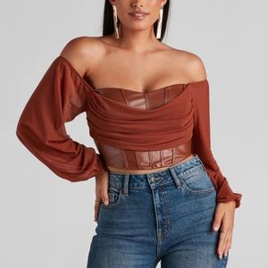 Edgy Luxe Off The Shoulder Corset Top